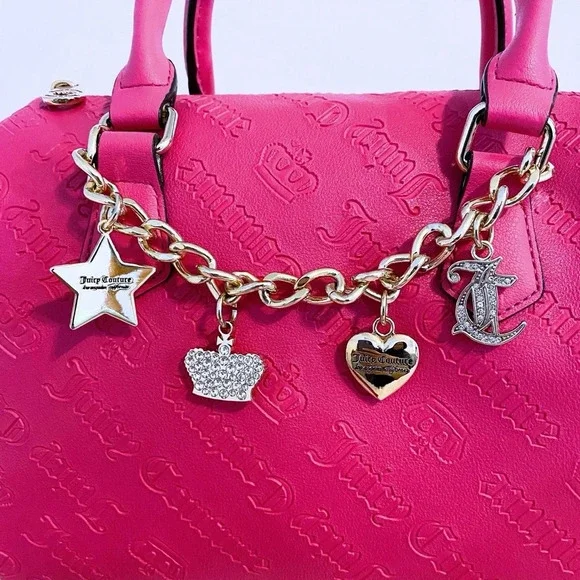 Juicy Couture Pink Flash Gothic Logo Not Your Babe Satchel Bag Purse New - Picture 6 of 9